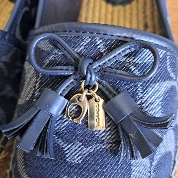COACH Carson Espadrille Flats 8.5 Women’s Slip-On Shoes Denim Blue Logo Comfort - Picture 7 of 13